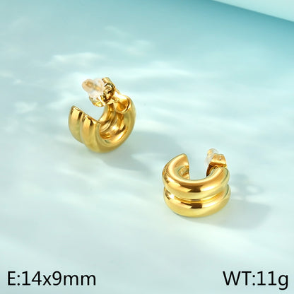 1 Pair Simple Style Solid Color 304 Stainless Steel 18K Gold Plated Ear Studs