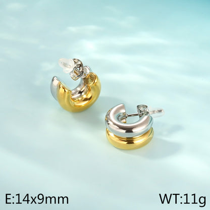 1 Pair Simple Style Solid Color 304 Stainless Steel 18K Gold Plated Ear Studs