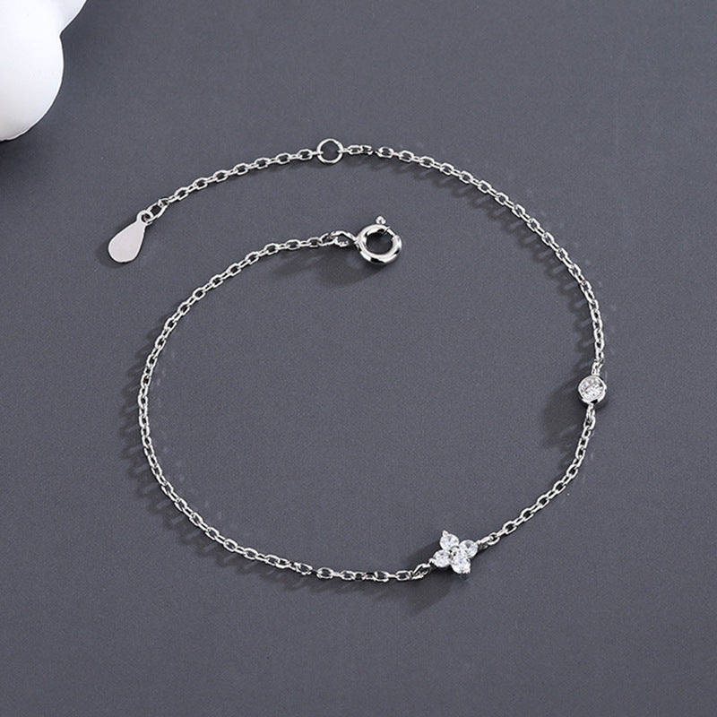 Simple Style Flower Sterling Silver Inlay Zircon Bracelets