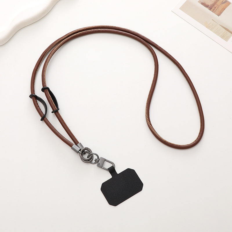 Simple Style Solid Color Pu Leather Knitting Chain Mobile Phone Chain