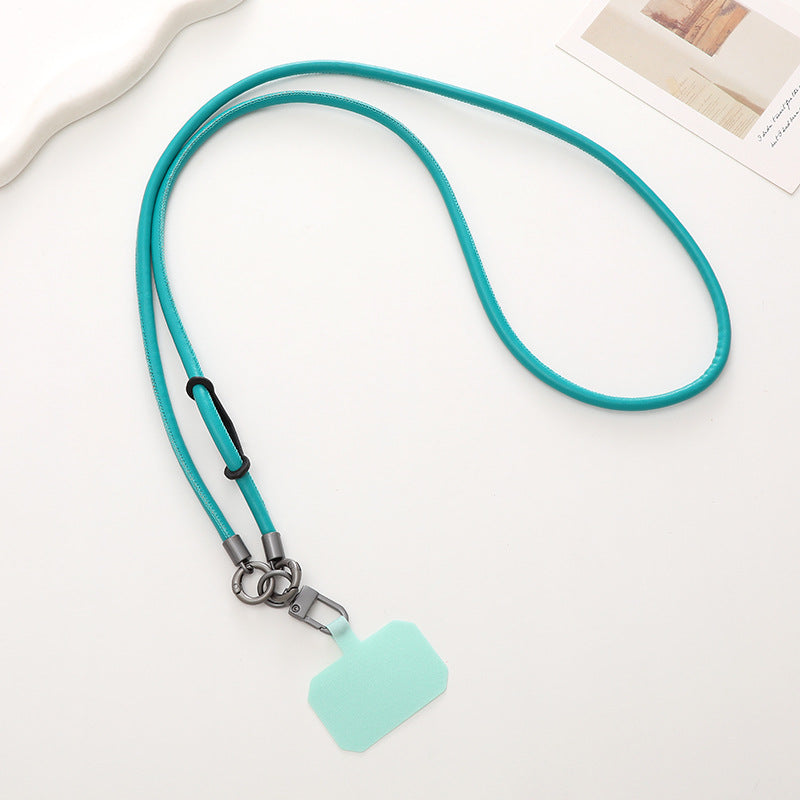 Simple Style Solid Color Pu Leather Knitting Chain Mobile Phone Chain