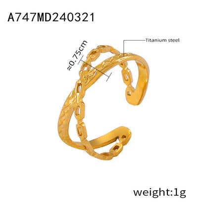 Titanium Steel 18K Gold Plated Casual Simple Style Patchwork Plating Hollow Out Solid Color Open Rings