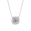 Classic Style Square Sterling Silver Gra Inlay Moissanite Silver Plated Necklace