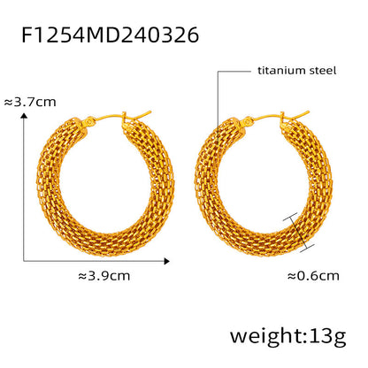 1 Pair Casual Retro O-Shape Titanium Steel 18K Gold Plated Earrings