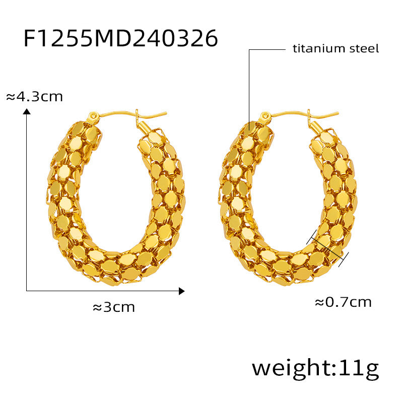 1 Pair Casual Retro O-Shape Titanium Steel 18K Gold Plated Earrings