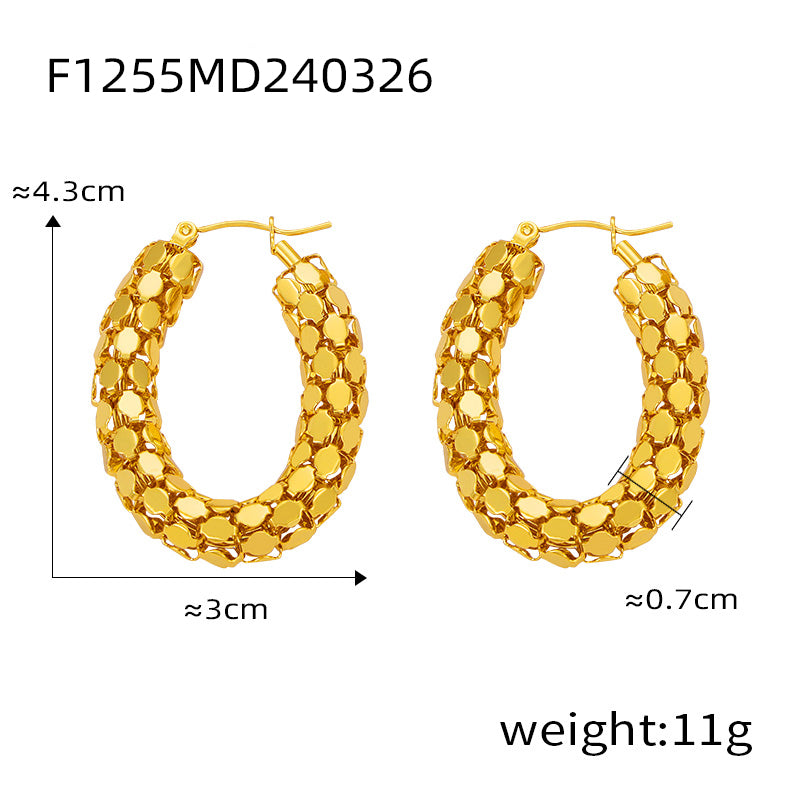 1 Pair Casual Retro O-Shape Titanium Steel 18K Gold Plated Earrings