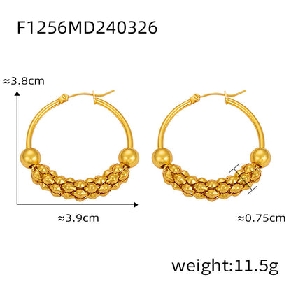 1 Pair Casual Retro O-Shape Titanium Steel 18K Gold Plated Earrings