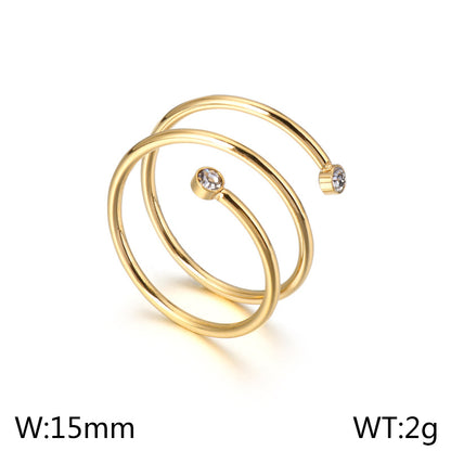 Stainless Steel 18K Gold Plated Simple Style Geometric Zircon Open Rings