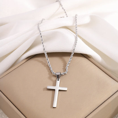 304 Stainless Steel 18K Gold Plated Basic Plating Cross Pendant Necklace