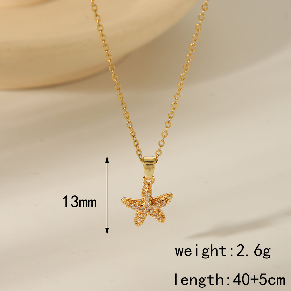 304 Stainless Steel Copper 18K Gold Plated Beach Simple Style Inlay Starfish Shell Fish Tail Artificial Pearls Zircon Pendant Necklace