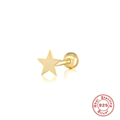 Fashion Geometric Star Sterling Silver Plating Rhinestones Ear Studs 1 Piece