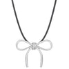 Simple Style Square Flower Bow Knot Alloy Inlay Artificial Pearls Rhinestones Women'S Necklace