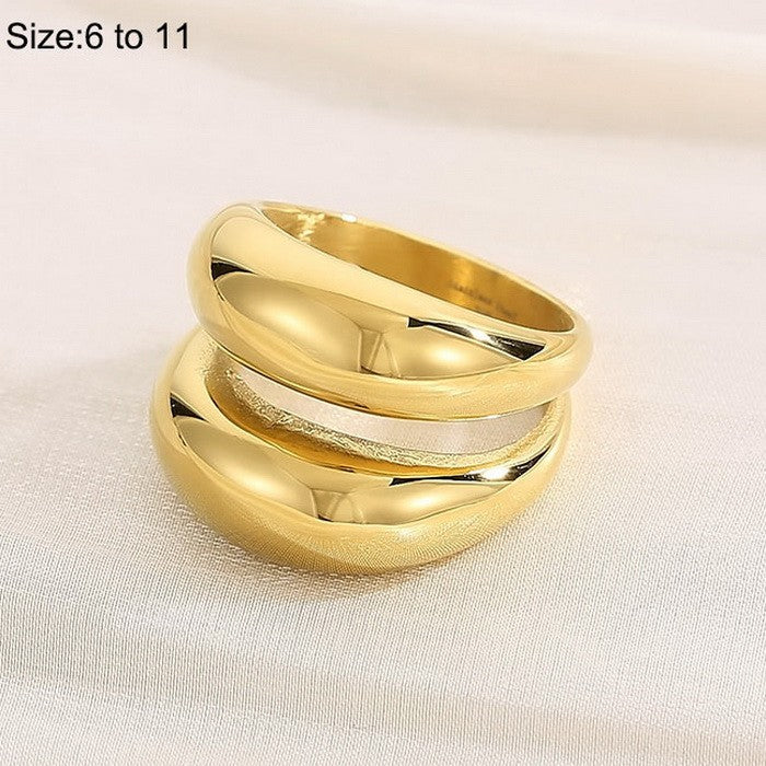 Basic Modern Style Classic Style Geometric Solid Color 304 Stainless Steel 18K Gold Plated Rings In Bulk