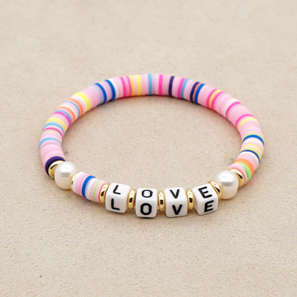 Retro Trendy Fashion New   Beach Style  Natural Pearl Color Soft Ceramic Piece Bracelet Gooddiy Wholesale