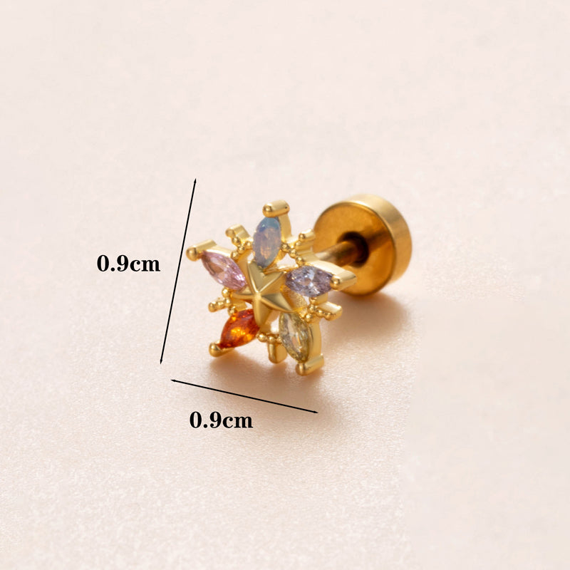 1 Piece Ear Cartilage Rings & Studs Simple Style Classic Style Star Heart Shape Copper Polishing Inlay Diamond 18K Gold Plated Ear Cartilage Rings & Studs