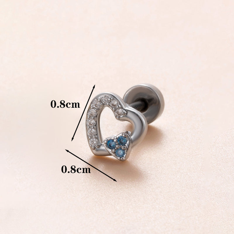 1 Piece Ear Cartilage Rings & Studs Simple Style Classic Style Star Heart Shape Copper Polishing Inlay Diamond 18K Gold Plated Ear Cartilage Rings & Studs