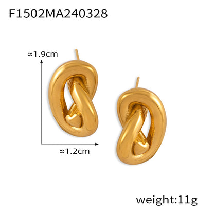 1 Pair Casual Simple Style Commute Knot Titanium Steel 18K Gold Plated Ear Studs