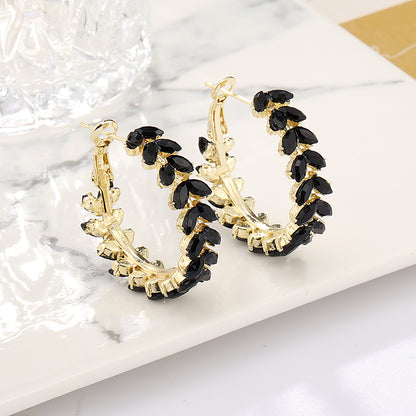 1 Pair Simple Style Classic Style Color Block Inlay Alloy Rhinestones Earrings