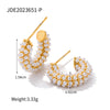 1 Pair IG Style Elegant Lady C Shape Inlay 316 Stainless Steel  Artificial Pearls 18K Gold Plated Earrings