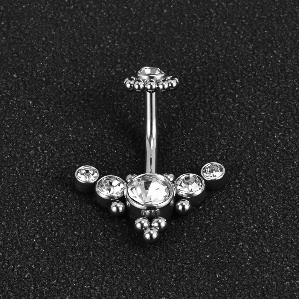 1 Piece Belly Rings Simple Style Classic Style Solid Color 302 Stainless Steel 316 Stainless Steel  Polishing Rhinestone Inlay Diamond Belly Rings