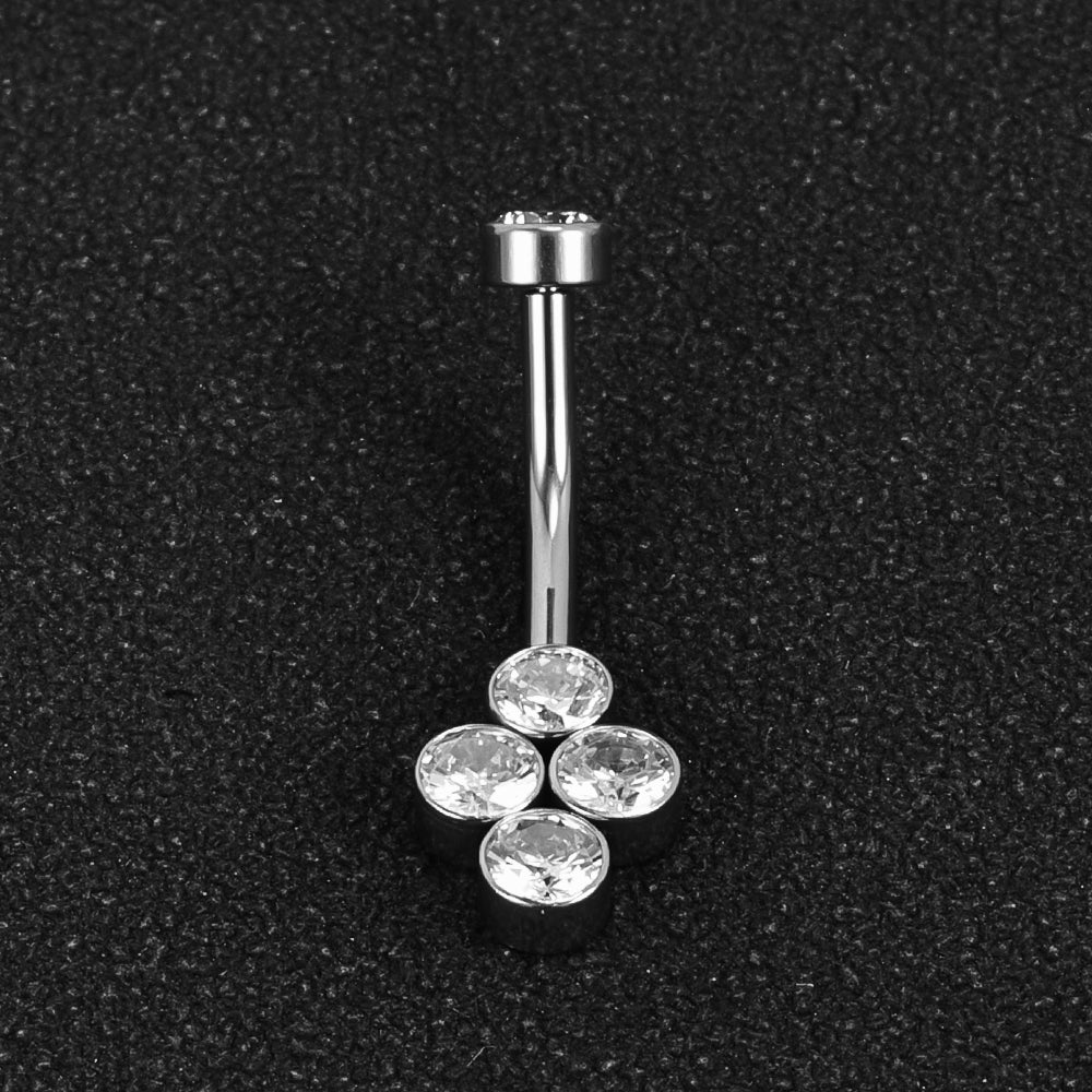 1 Piece Belly Rings Simple Style Classic Style Solid Color 302 Stainless Steel 316 Stainless Steel  Polishing Rhinestone Inlay Diamond Belly Rings