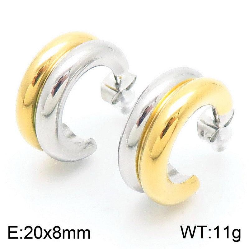 1 Pair Simple Style Solid Color 304 Stainless Steel 18K Gold Plated Ear Studs