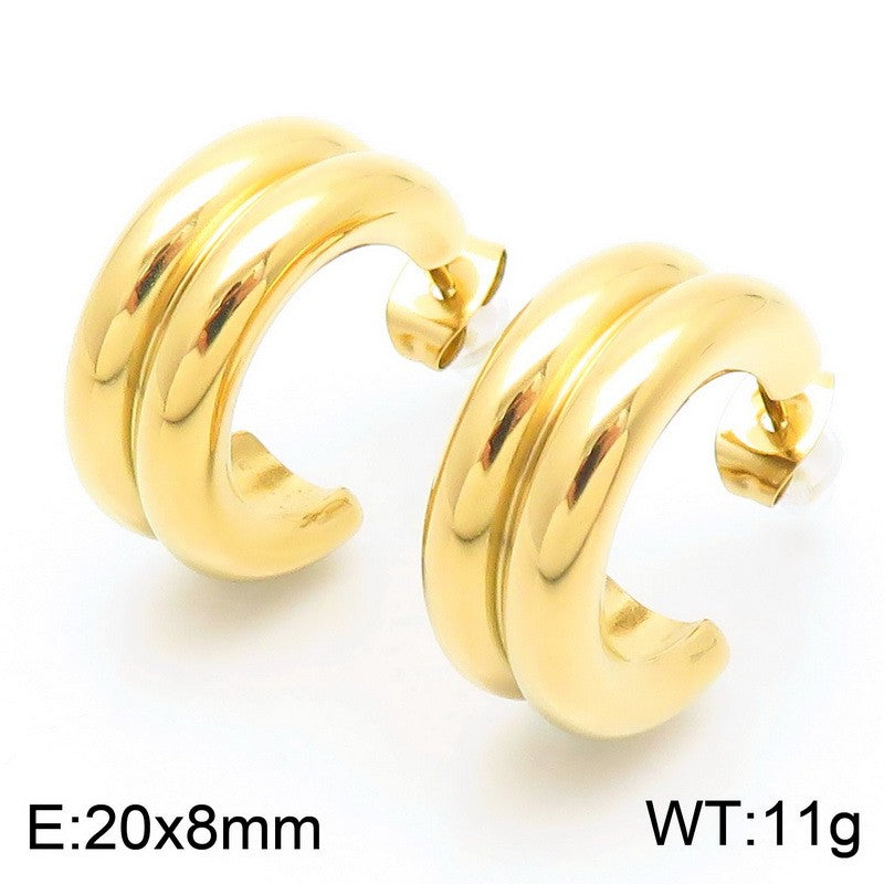 1 Pair Simple Style Solid Color 304 Stainless Steel 18K Gold Plated Ear Studs