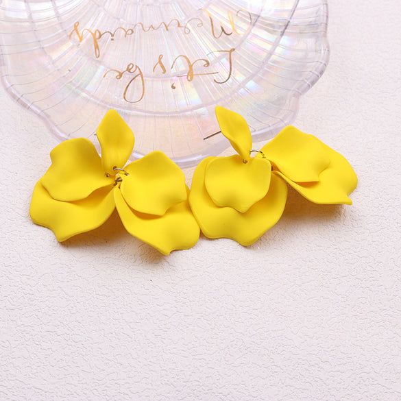 1 Pair Casual Vacation Petal Spray Paint Tassel Pleated Arylic Drop Earrings