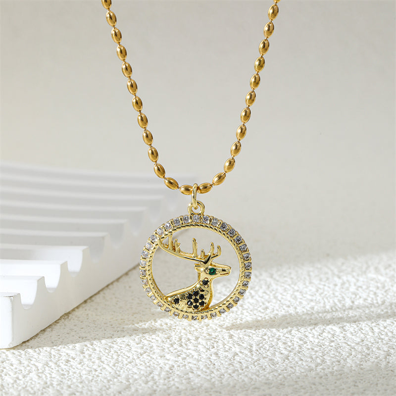 201 Stainless Steel Brass 18K Gold Plated Shiny Plating Inlay Cross Water Droplets Heart Shape Zircon Pendant Necklace