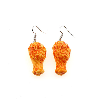 1 Pair Casual Simple Style French Fries Chicken Wings Chicken Alloy Resin Drop Earrings