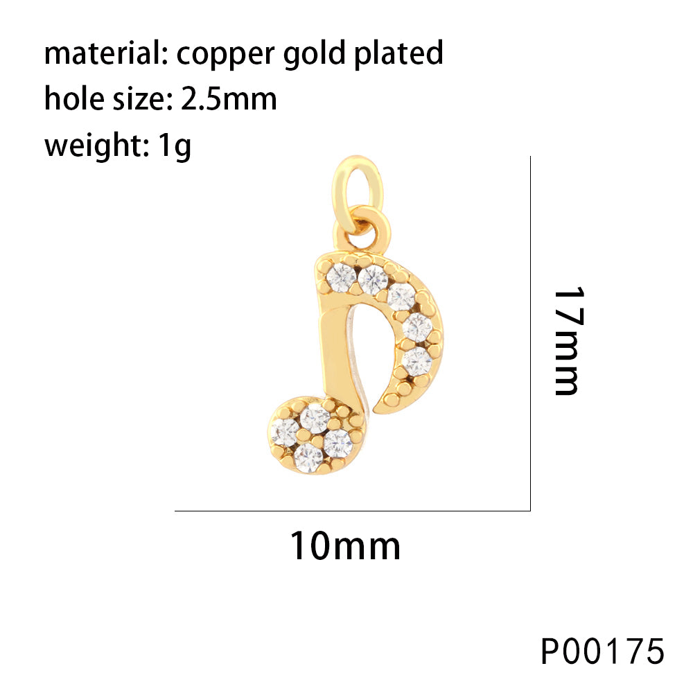 1 Piece Copper Zircon 18K Gold Plated Angel Lock Lightning Pendant