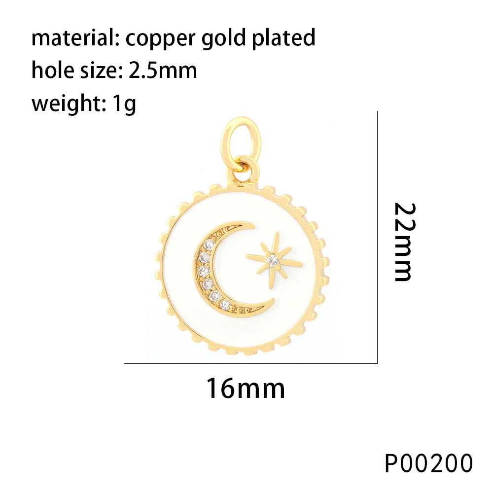 1 Piece Copper Zircon 18K Gold Plated Angel Lock Lightning Pendant