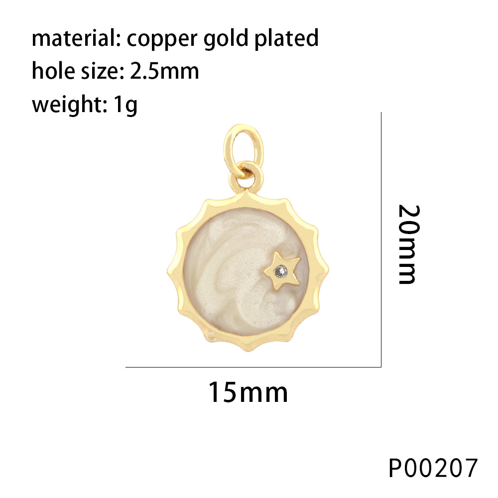 1 Piece Copper Zircon 18K Gold Plated Angel Lock Lightning Pendant