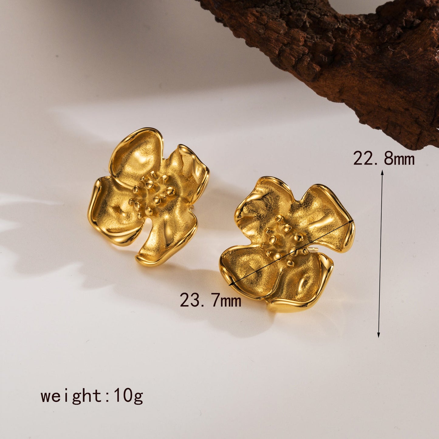 1 Pair Vintage Style Sweet Leaf Flower Petal 304 Stainless Steel 18K Gold Plated Ear Studs