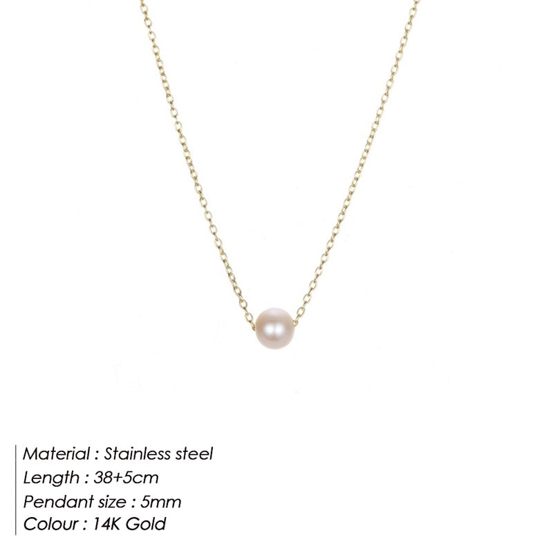 304 Stainless Steel 14K Gold Plated Rose Gold Plated Silver Plated Elegant Lady Baroque Style Inlay Geometric Artificial Pearls Pendant Necklace