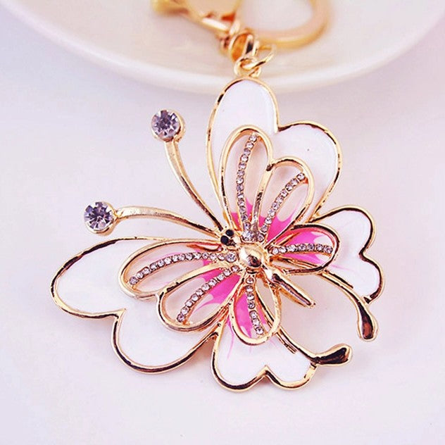 Sweet Simple Style Butterfly Zinc Alloy Plating Inlay Rhinestones Women'S Bag Pendant Keychain