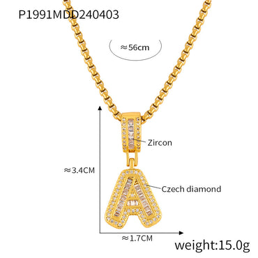 Wholesale Jewelry Simple Style Classic Style Geometric Titanium Steel Zircon 18K Gold Plated Inlay Pendant Necklace