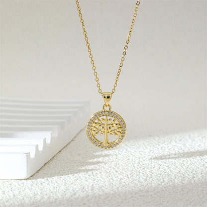 201 Stainless Steel Brass 18K Gold Plated Shiny Plating Inlay Cross Water Droplets Heart Shape Zircon Pendant Necklace