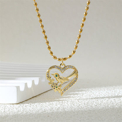 201 Stainless Steel Brass 18K Gold Plated Shiny Plating Inlay Cross Water Droplets Heart Shape Zircon Pendant Necklace