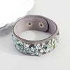 Wholesale Jewelry Ethnic Style Shiny Irregular Pu Leather Stone Natural Stone Asymmetrical Inlay Bangle