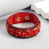 Wholesale Jewelry Ethnic Style Shiny Irregular Pu Leather Stone Natural Stone Asymmetrical Inlay Bangle