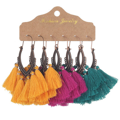 1 Set Elegant Tassel Plating Alloy Drop Earrings