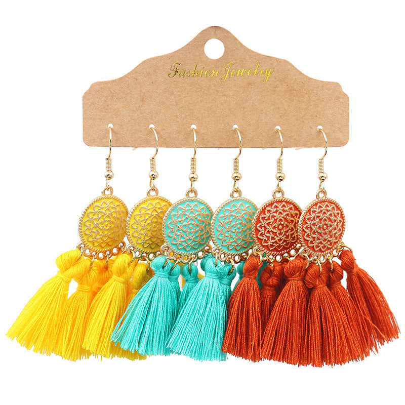 1 Set Elegant Tassel Plating Alloy Drop Earrings