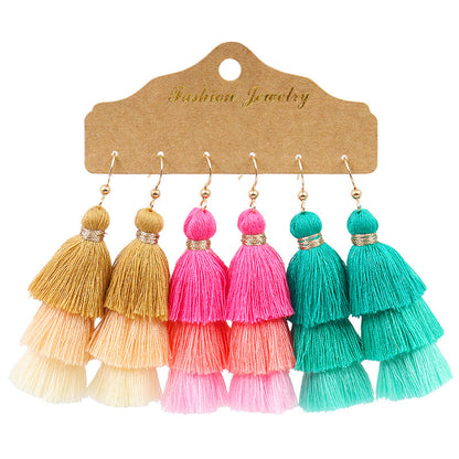 1 Set Elegant Tassel Plating Alloy Drop Earrings