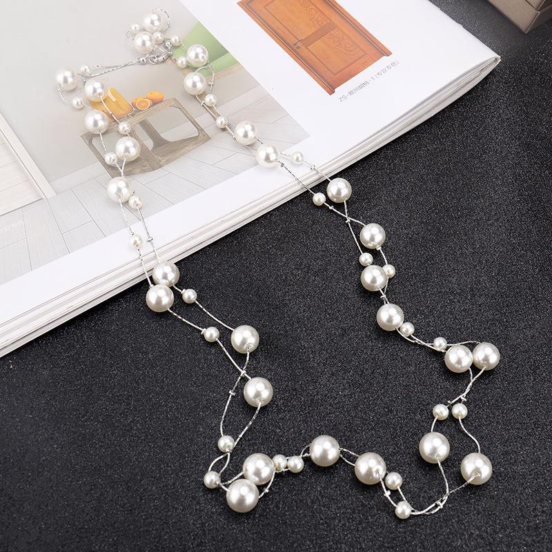 Casual Simple Style Round Imitation Pearl Alloy Beaded 14K Gold Plated Women's Long Necklace