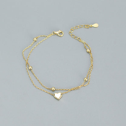 Sterling Silver Casual Simple Style Plating Heart Shape Bracelets