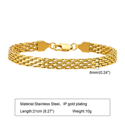 Simple Style Commute Mesh 201 Stainless Steel Plating Braid 18K Gold Plated Men'S Bracelets