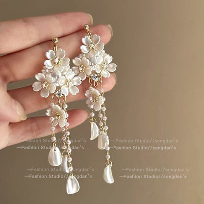 1 Pair IG Style Sweet Flower Bow Knot Inlay Alloy Artificial Pearls Rhinestones Ear Studs