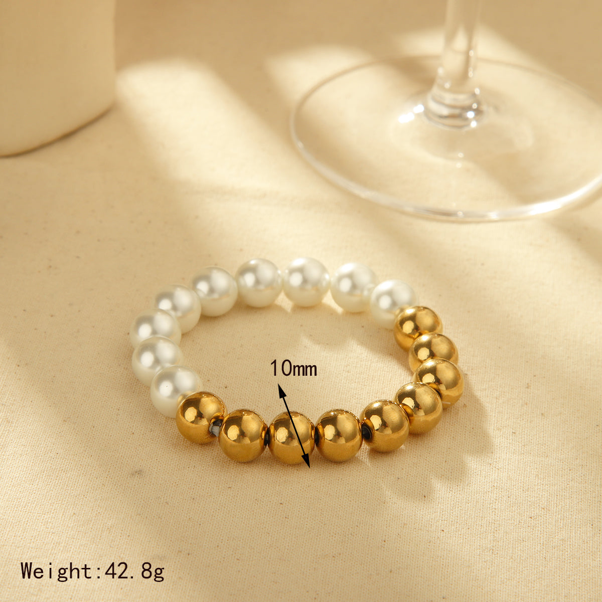 IG Style Basic Commute Solid Color 304 Stainless Steel Artificial Pearl 18K Gold Plated Artificial Pearls Bracelets In Bulk