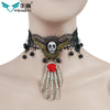 Vintage Style Punk Hand Flower Skull Alloy Lace Halloween Women's Choker